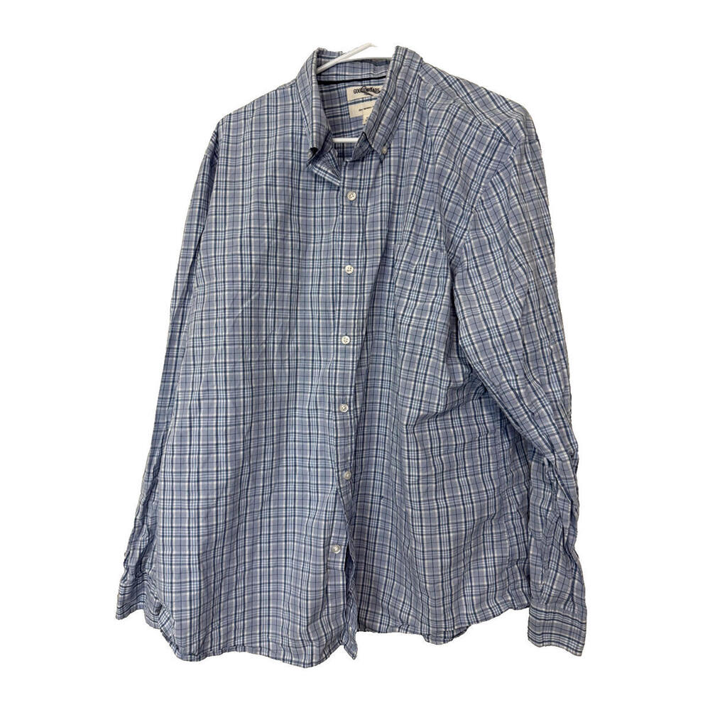 Goodthreads Blue Plaid Slim Button Down Shirt Mens 2XL